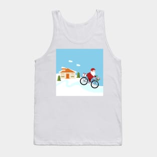 Santa Claus delivering gifts riding a bike Tank Top